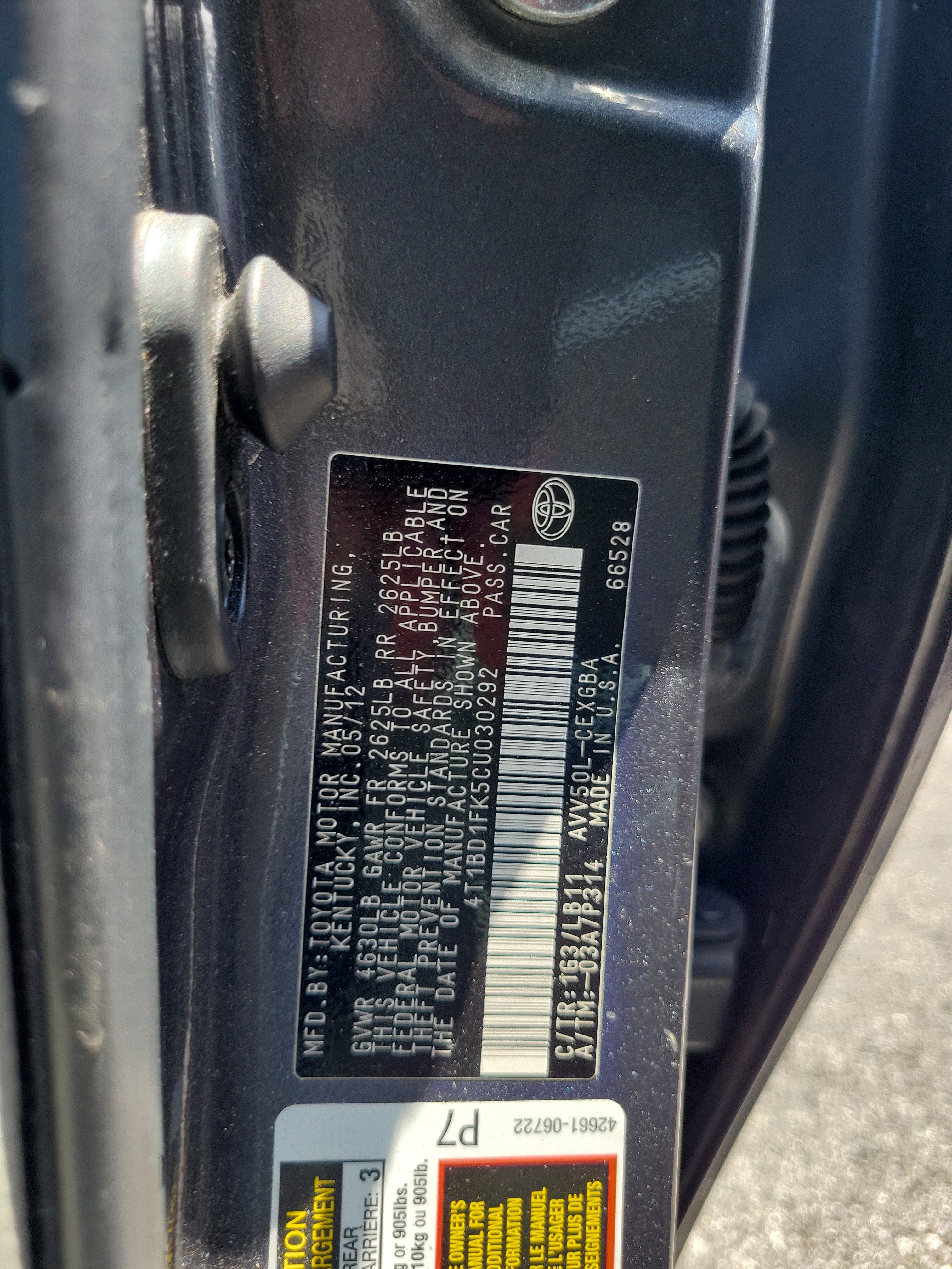 2012 Toyota Camry Hybrid LE