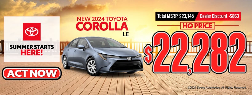 New 2024 Toyota Corolla LE HQ Price: $22,282*