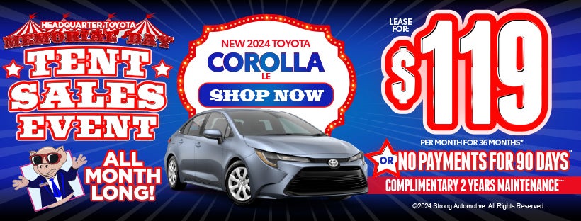 New 2024 Toyota Corolla LE | Lease for $119 /mo. for 36 months*