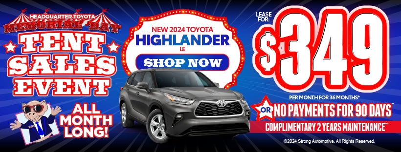 New 2024 Toyota Highlander LE | Lease for $349/mo. for 36 months*